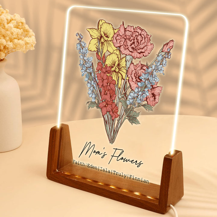 POC Personalised Birth flower Acrylic Plaque