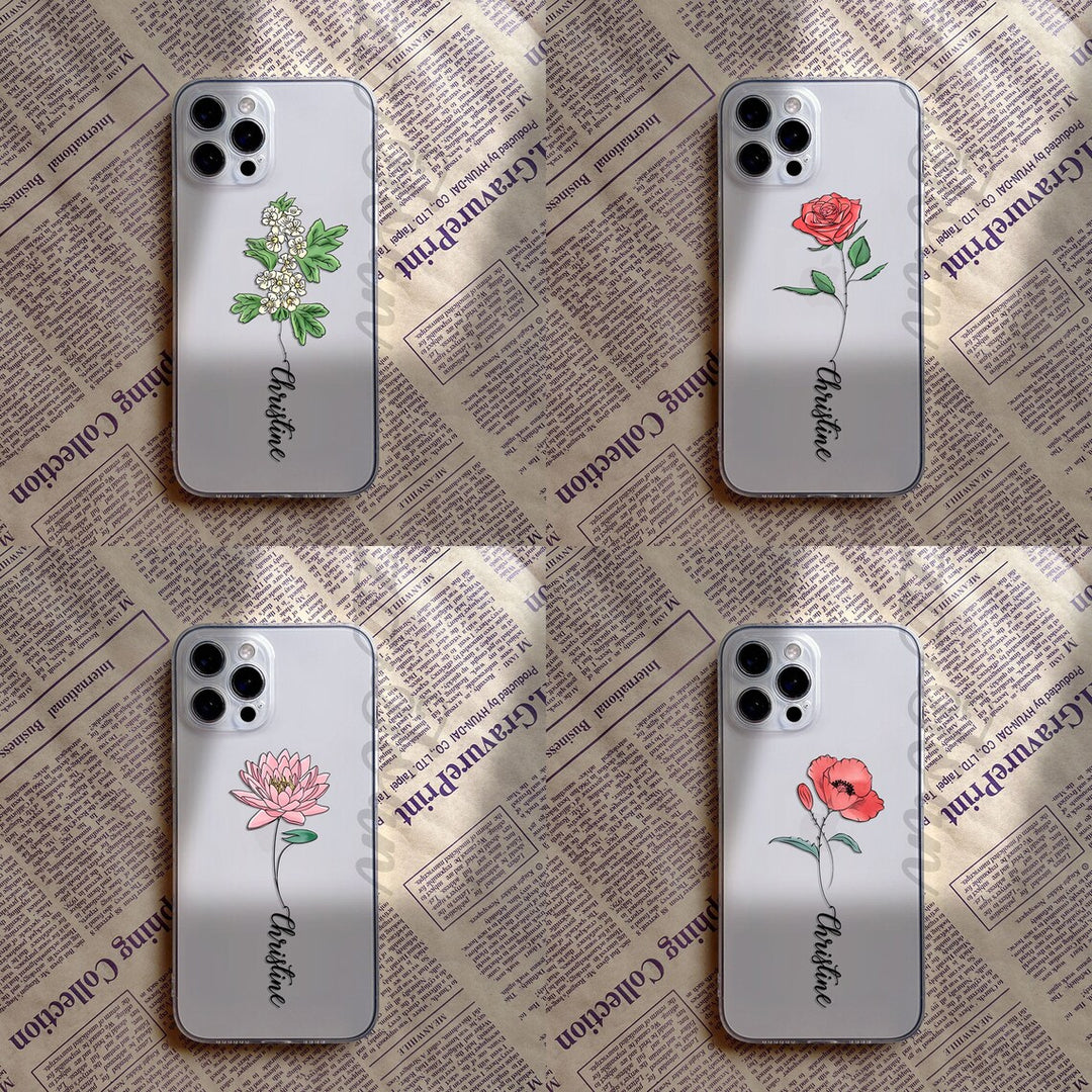 Personalized Birth Flower Phone Case