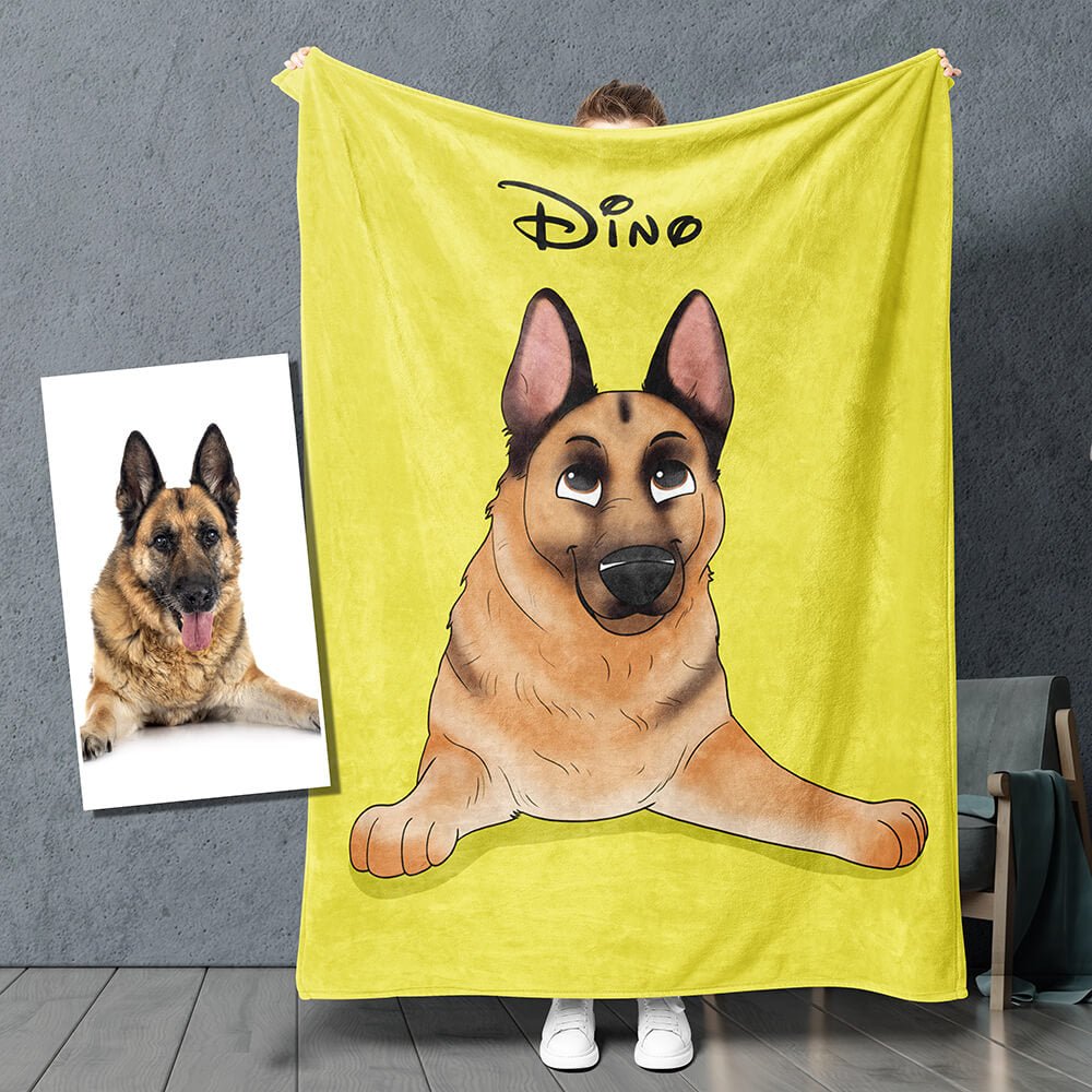 Cartoon Style - Custom Pet Fleece Blanket - Pet on Canvas