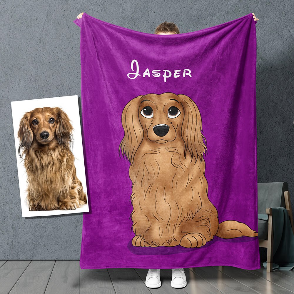 Cartoon Style - Custom Pet Fleece Blanket - Pet on Canvas