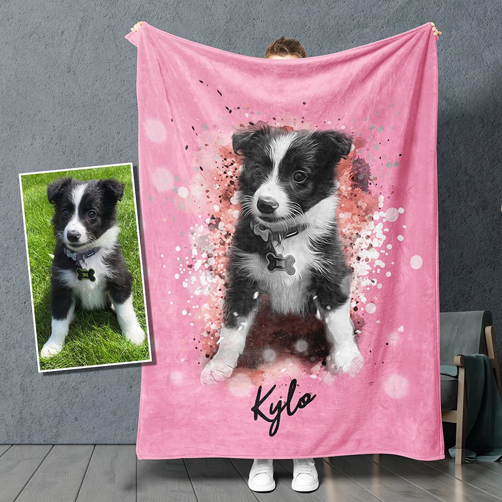 Custom Pet Fleece Blanket - Pet on Canvas