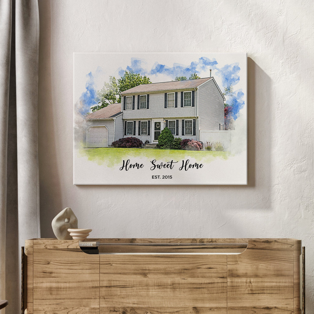 POC Personalized Watercolor House Art - Pet on Canvas