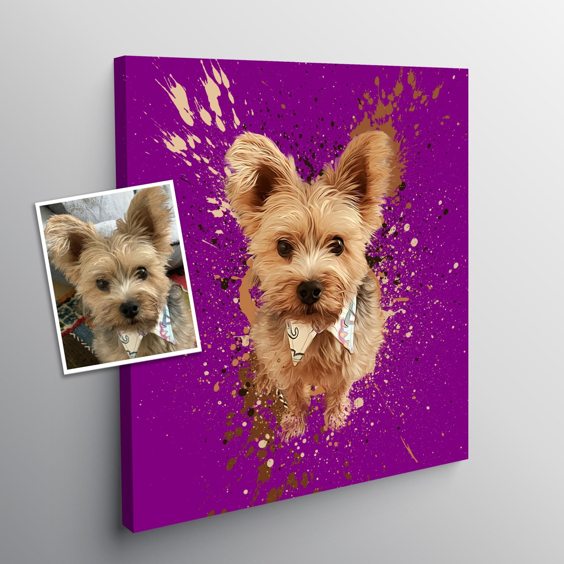 Personalized Pet Art Canvas Splash Style Pet on Canvas